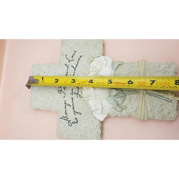 2005 Inspiro Decorative Religious Wall Cross with White Roses and Scripture 9' - Picture 7 of 9